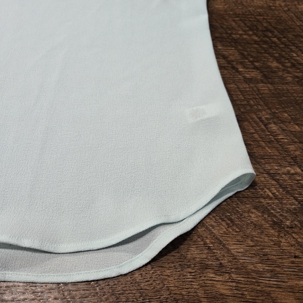 Express Pastel Blue Blouse Cap Sleeve Top Zipper Flowy Casual Work Office XS - Picture 4 of 8